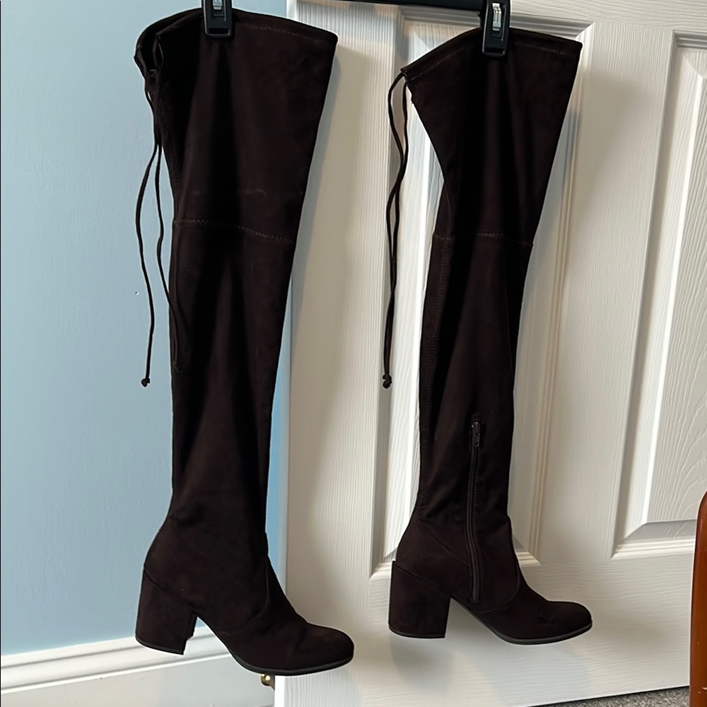 Brown fabric  Over the Knee Boots size 8
